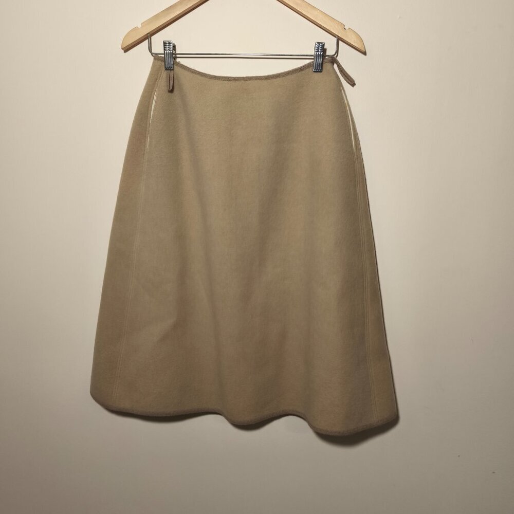Wetherall 100% New Wool Wrap Midi Skirt sz Small Beige Oatmeal Old Money Scandi - Picture 5 of 8